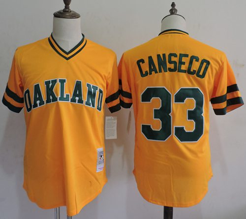 Mitchell And Ness Athletics #33 Jose Canseco Yellow Throwback Stitched MLB Jersey